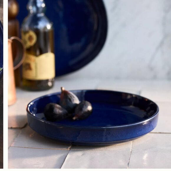 Anthropologie The Rowen Stoneware Ceramic Low Bowl Ginny Pasta Ink Blue NEW - Picture 1 of 7